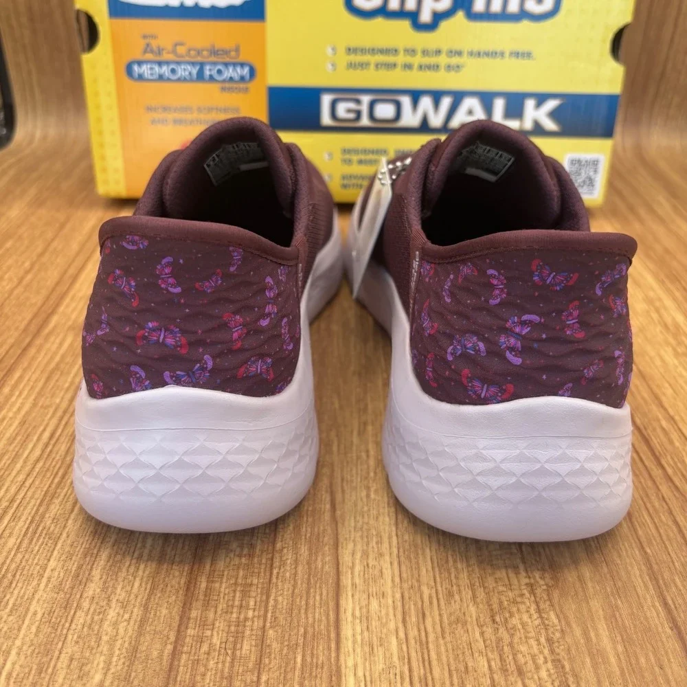 Skechers‎ GO WALK Flex Eva Women 8 Burgundy New Slip-ins Butterfly Sneakers NEW